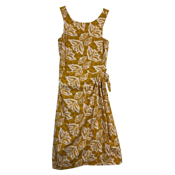 Patagonia Pataloha Dress Womens 0 Gold Yellow Floral Hawaiian Organic Cotton - Picture 1 of 11